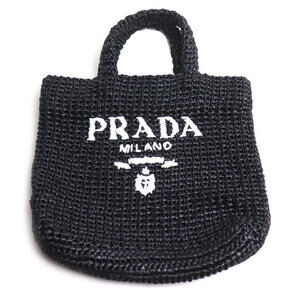 PRADA Small Crochet Tote Bag, Black, 1BG422, Women's